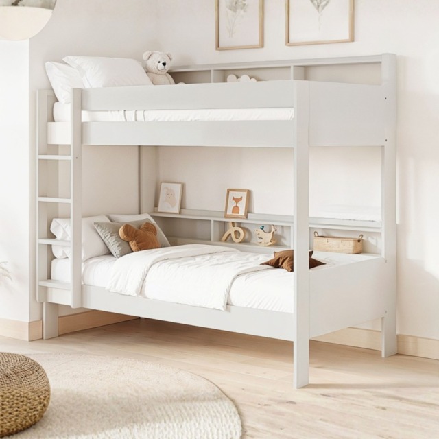 Noomi Bodie Solid Wood Storage Bunk Bed White (FSC-Certified) - image 1