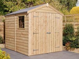 Rowlinson 8x6 Shiplap Apex Shed Double Door with Window - thumbnail 2