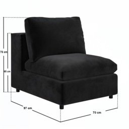 SOLACE+CO Asher U Shape Corner Sofa Bundle Black Velvet - thumbnail 7