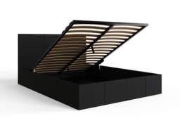 GFW End Lift Ottoman Storage Bed-Black Faux Leather-Kingsize - thumbnail 7