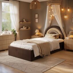 Flair Ava Single Velvet Ottoman Bed Brown