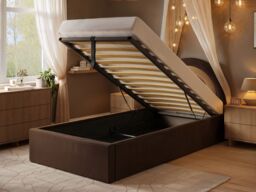 Flair Ava Single Velvet Ottoman Bed Brown - thumbnail 2