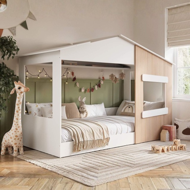 Flair Dreamland Montessori House Floor Bed White & Oak - image 1