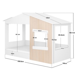 Flair Dreamland Montessori House Floor Bed White & Oak - thumbnail 5