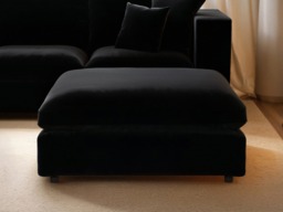 SOLACE+CO Asher 4 Seater Sofa with Reversible Footstool Black Velvet - thumbnail 4
