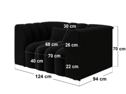 SOLACE+CO Halle Channel Tufted Loveseat with Storage Footstool Black Velvet - thumbnail 6