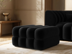 SOLACE+CO Halle Channel Tufted Loveseat with Storage Footstool Black Velvet - thumbnail 4