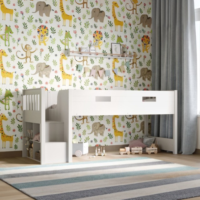Flair Charlie Staircase Mid Sleeper Bed White - image 1