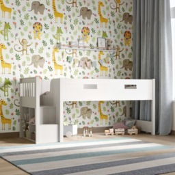 Flair Charlie Staircase Mid Sleeper Bed White - thumbnail 1