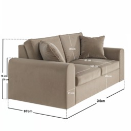 SOLACE+CO Ainsley 3 Seater Sofa Beige Velvet - thumbnail 6