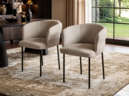 " SOLACE+CO Ebony Extendable Dining Table with 6 Chairs Beige" - thumbnail 3