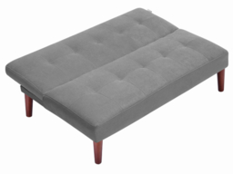 Living & Home Small Modern 2-Seater Padded Convertible Sofa Bed with Wooden Legs-Grey - thumbnail 4