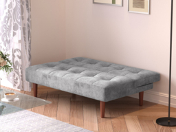 Living & Home Small Modern 2-Seater Padded Convertible Sofa Bed with Wooden Legs-Grey - thumbnail 2
