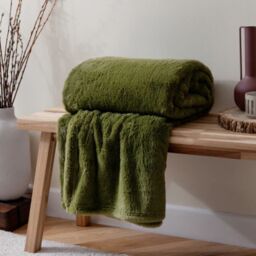 Furn Kallu Faux Fur Throw-Olive-150 x200cm