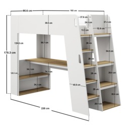 Flair Fern Staircase High Sleeper White & Oak - thumbnail 5