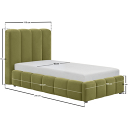 SOLACE+CO Emilie Single Ribbed Ottoman Bed Green Velvet - thumbnail 7