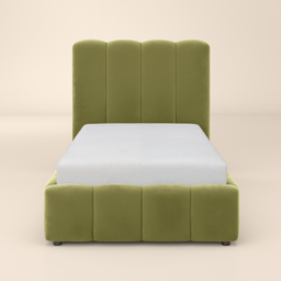 SOLACE+CO Emilie Single Ribbed Ottoman Bed Green Velvet - thumbnail 6