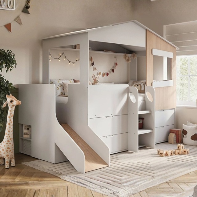 Flair Dreamland House Mid Sleeper with Slide & Storage White - image 1