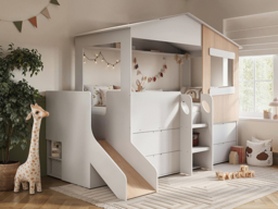 Flair Dreamland House Mid Sleeper with Slide & Storage White - thumbnail 1