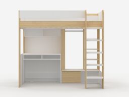 Flair Hampton Single High Sleeper Bed with Desk & Wardrobe White & Oak - thumbnail 5