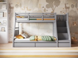 Flair Lunar Triple Staircase Bunk Bed with Storage Grey - thumbnail 2