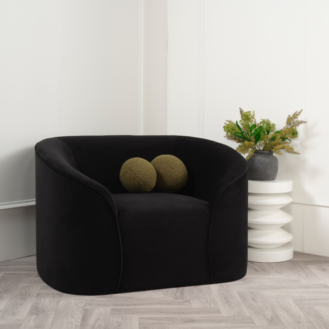LPD Zuma Curved Accent Chair Black Velvet - image 1