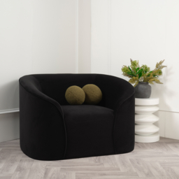 LPD Zuma Curved Accent Chair Black Velvet