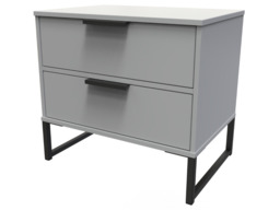 Welcome Furniture Diego Double 2 Drawer Midi Bedside Cabinet-Dusk Grey - thumbnail 7