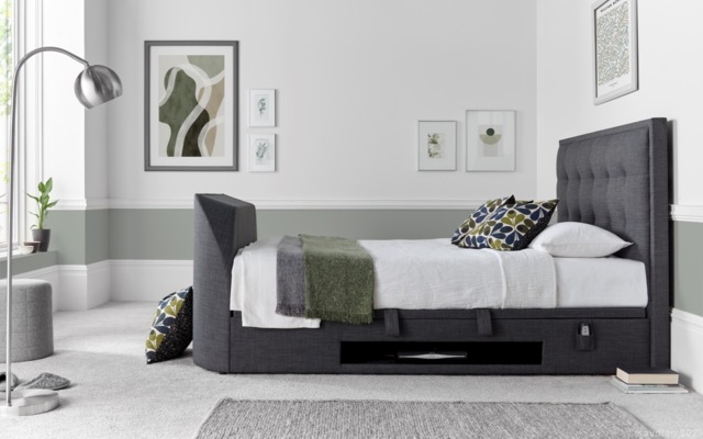 Kaydian Falstone Upholstered Ottoman TV Bed Slate - Double - image 1