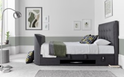 Kaydian Falstone Upholstered Ottoman TV Bed Slate - Double - thumbnail 3