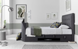 Kaydian Falstone Upholstered Ottoman TV Bed Slate - Double - thumbnail 2