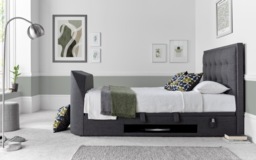 Kaydian Falstone Upholstered Ottoman TV Bed Slate - Double - thumbnail 1
