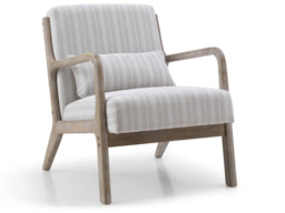 Kyoto Inca Upholstered Accent Chair with Wooden Frame Natural Chenille Stripe - thumbnail 2