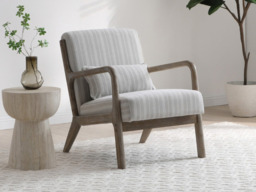 Kyoto Inca Upholstered Accent Chair with Wooden Frame Natural Chenille Stripe - thumbnail 1
