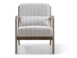 Kyoto Inca Upholstered Accent Chair with Wooden Frame Natural Chenille Stripe - thumbnail 3
