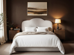 SOLACE+CO Skylynn Cloud Ottoman Bed Brown Striped-Kingsize - thumbnail 3