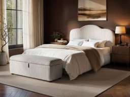 SOLACE+CO Skylynn Cloud Ottoman Bed Brown Striped-Kingsize - thumbnail 5