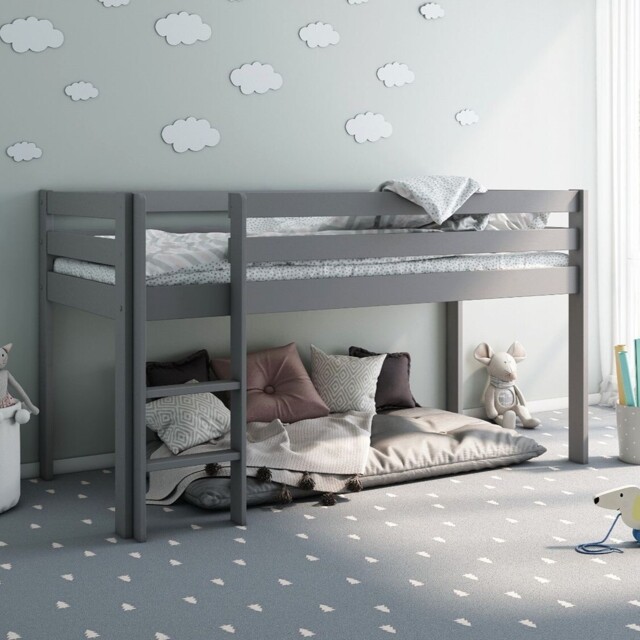 Noomi Nora Solid Wood Mid Sleeper Frame Grey (FSC-Certified) - image 1