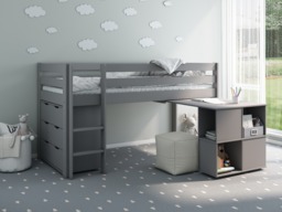 Noomi Nora Solid Wood Mid Sleeper Frame Grey (FSC-Certified) - thumbnail 3
