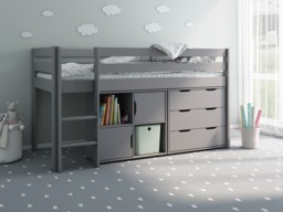Noomi Nora Solid Wood Mid Sleeper Frame Grey (FSC-Certified) - thumbnail 2