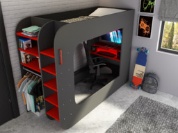 Trasman Loft Pod Single High Sleeper Gaming Bed with Desk - thumbnail 4