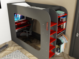 Trasman Loft Pod Single High Sleeper Gaming Bed with Desk - thumbnail 3