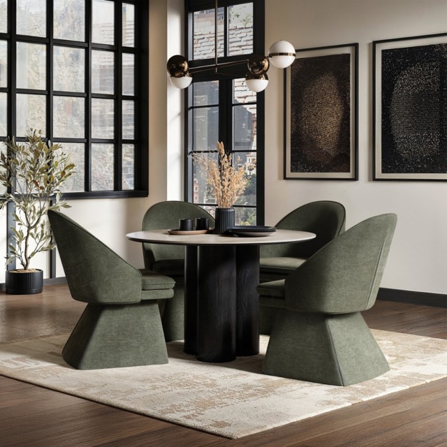 SOLACE+CO Deko Dining Table with Aiko Green Chairs Set of 4 - image 1