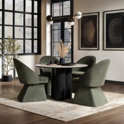 SOLACE+CO Deko Dining Table with Aiko Green Chairs Set of 4