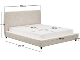 SOLACE+CO Luciana Upholstered Platform Bed Frame Cream Chenille Double - thumbnail 6