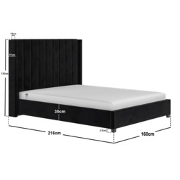 Flair Tiggy Kingsize Ottoman Bed with Winged Headboard Black Velvet - thumbnail 7