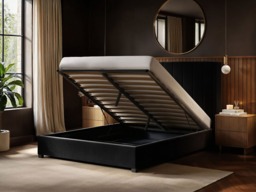 Flair Tiggy Kingsize Ottoman Bed with Winged Headboard Black Velvet - thumbnail 3
