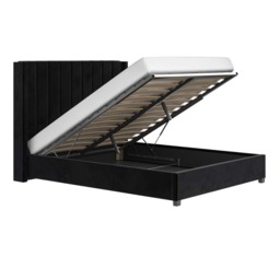Flair Tiggy Kingsize Ottoman Bed with Winged Headboard Black Velvet - thumbnail 6