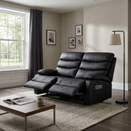 "Kidsaw 2 Seater Manual Recliner Sofa with High Back Black " - thumbnail 1