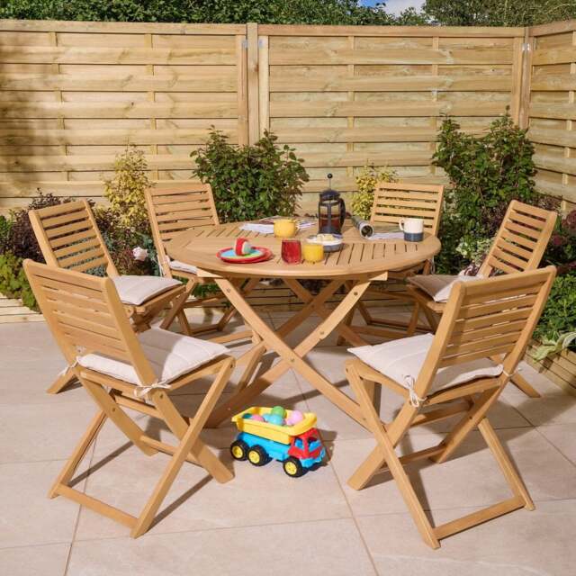 Rowlinson Ashdown Folding 6 Seat Round Dining Set with Cushions - image 1
